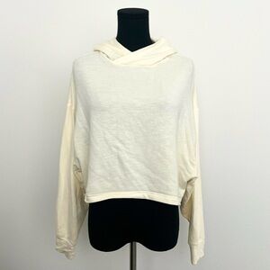 Fabletics Ivory Cream Crop Hoodie in XXS